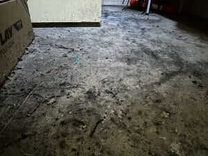 A floor with a dirty box, ready for Hazmat Inspection.